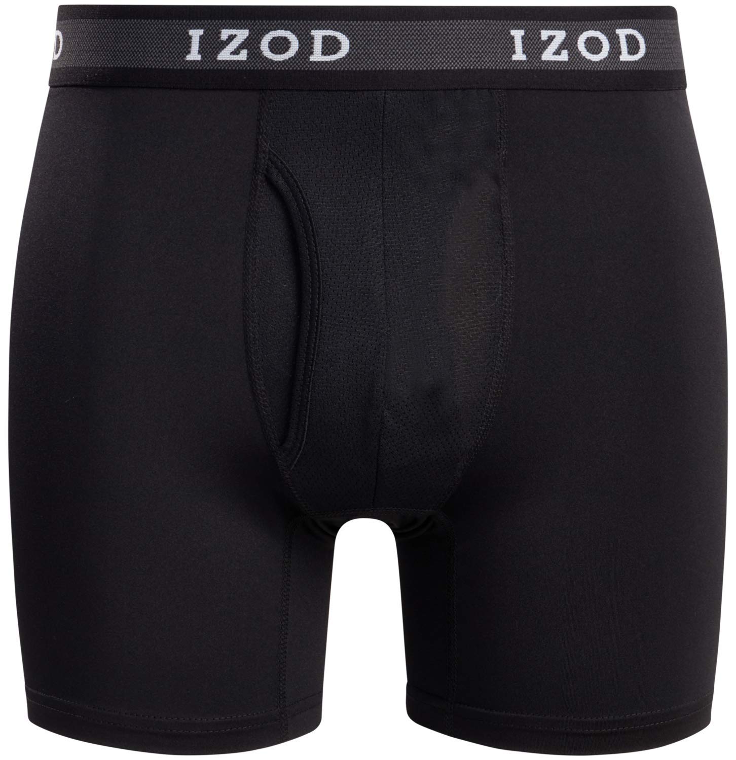 IZOD Men's Underwear - Performance Boxer Briefs with Mesh Functional Fly (10 Pack), Size Large, Black