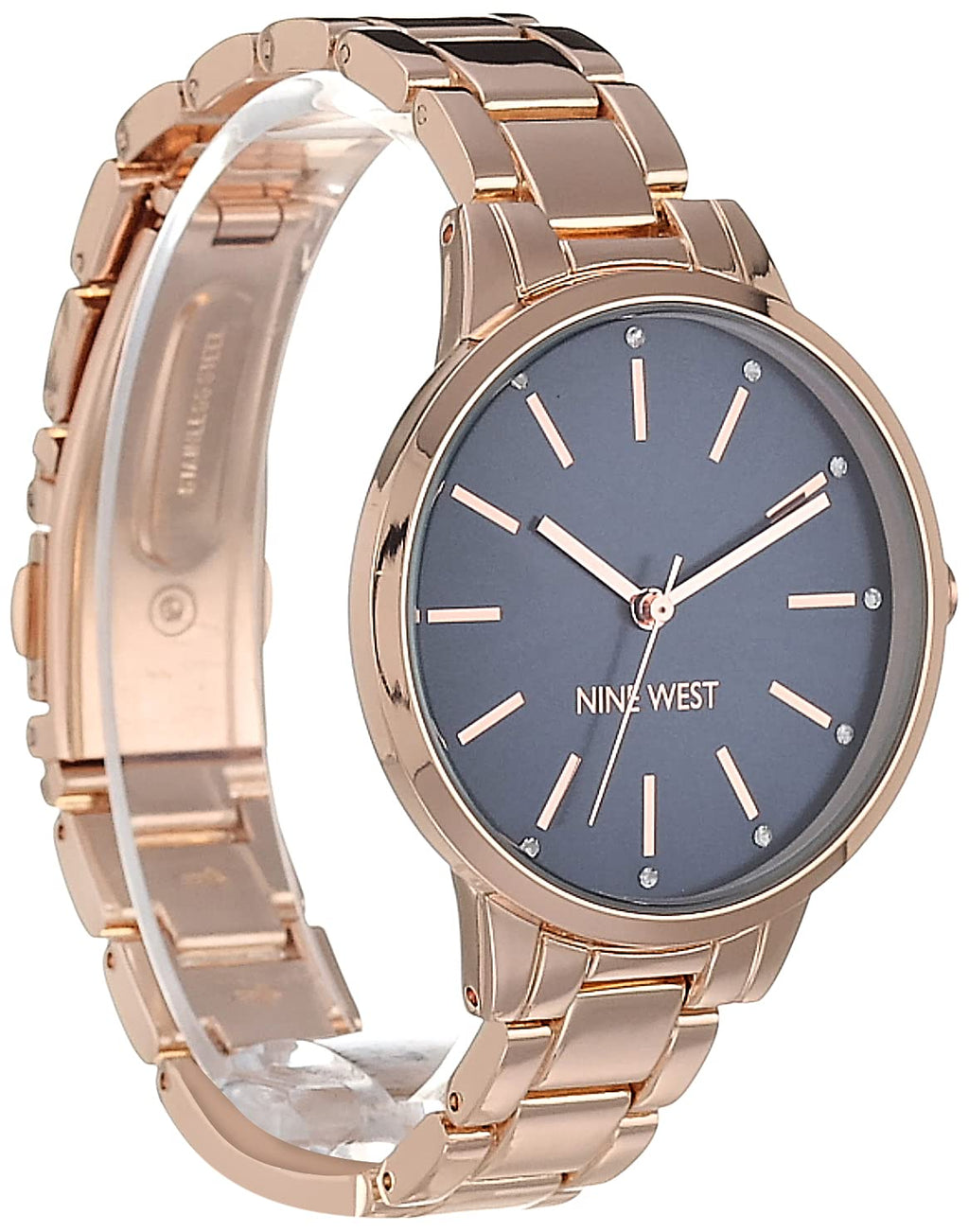 Nine West Women Japanese Quartz Dress Watch with Metal Strap, Rose Gold, 14 (Model: NW/2098NVRG)