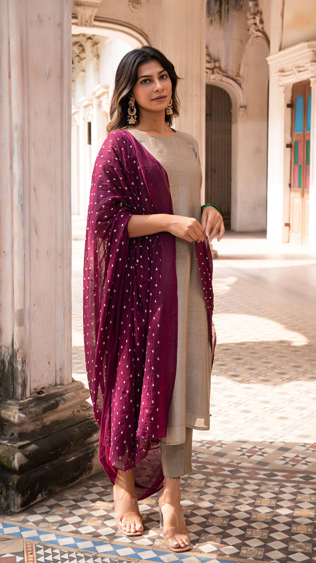 ANNI DESIGNER Womens Rayon Blend Straight Solid Kurta with Pant & Dupatta (BRIBITI Beige_XXL_Beige_XX-Large)