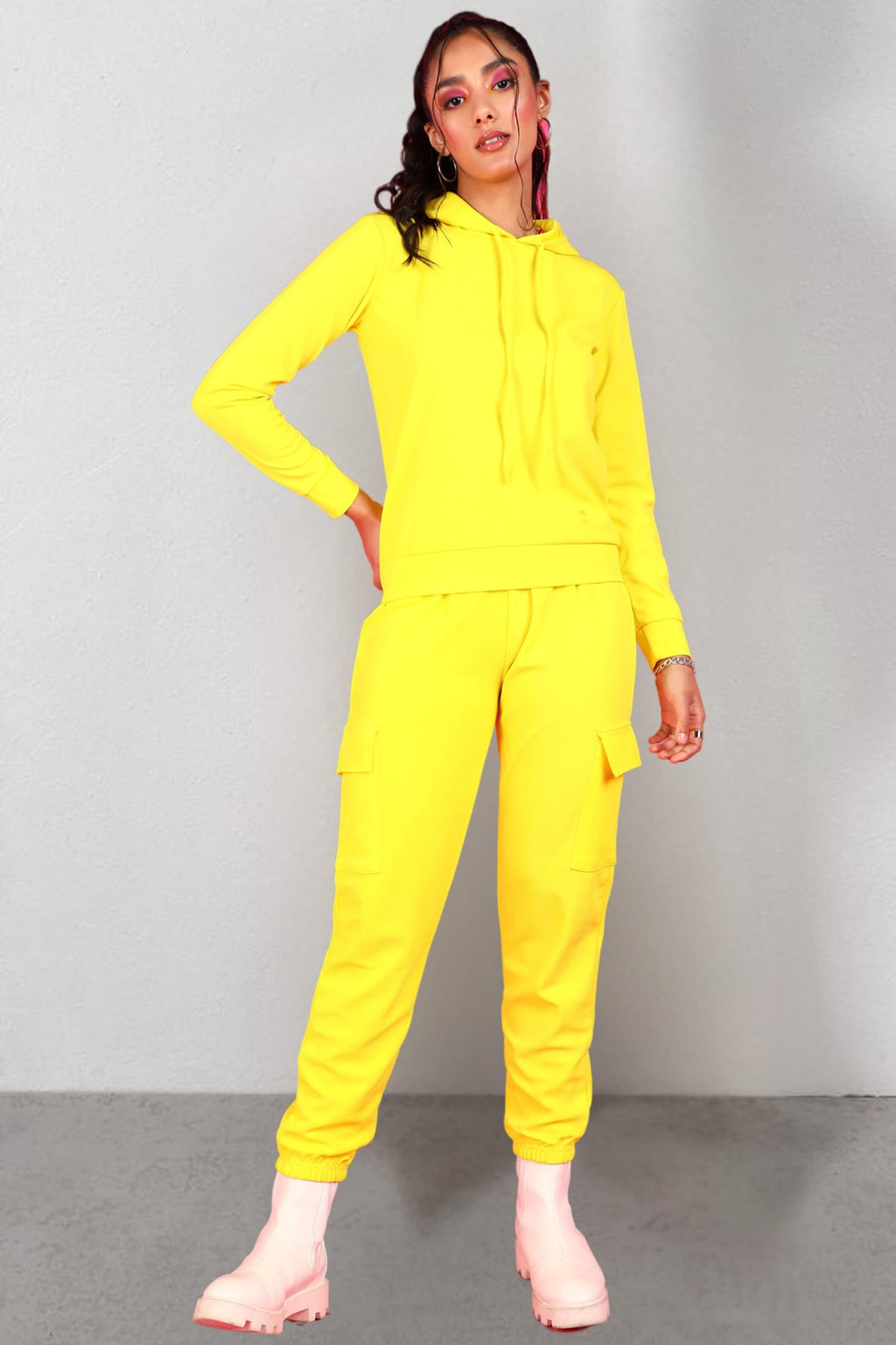 POPWINGS Casual Self Design Solid Sweatshirt and Joggers Co-Ords Set for Women | Trendy Stylish Top and Bottom Set for Women | W