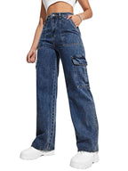 Greciilooks Regular High Rise Pant Baggy High Waist | Bell Bottom Jeans For Women (Gl-Dj-07_Blue