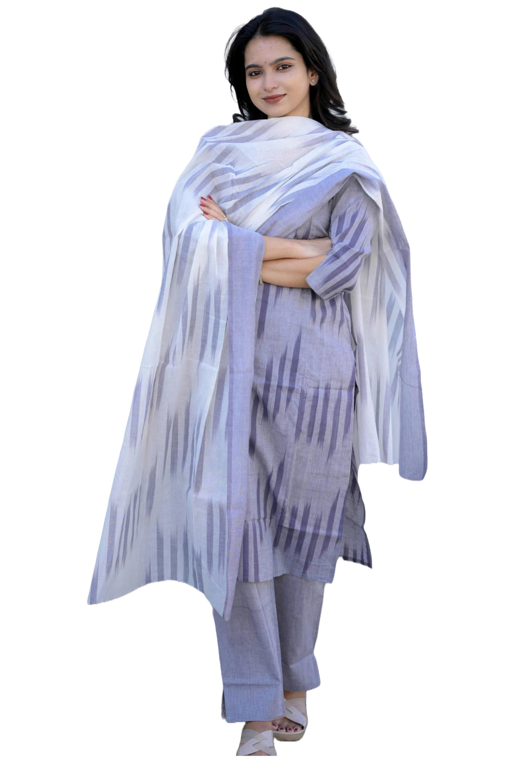 ANNI DESIGNER Womens Rayon Viscose Straight Printed Kurta with Pant & Dupatta (Jumera Blue_M_Blue_Medium)