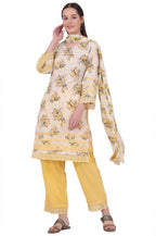 Aurelia Women'S Yellow Printed Straight Kurta With Palazzo & Dupatta Set (Size: S)-As15556-508785