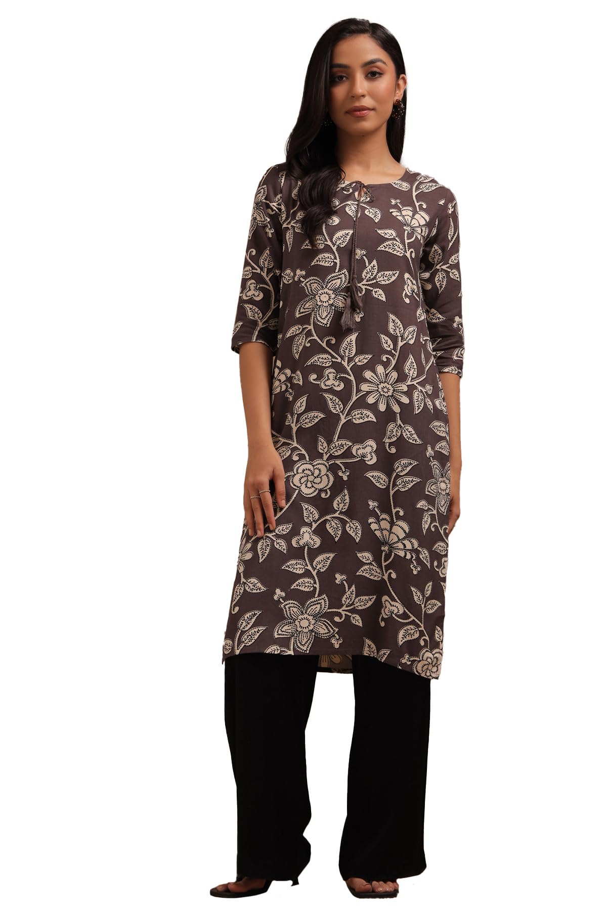 Soch Women Rayon Floral Print Kurta Sequins