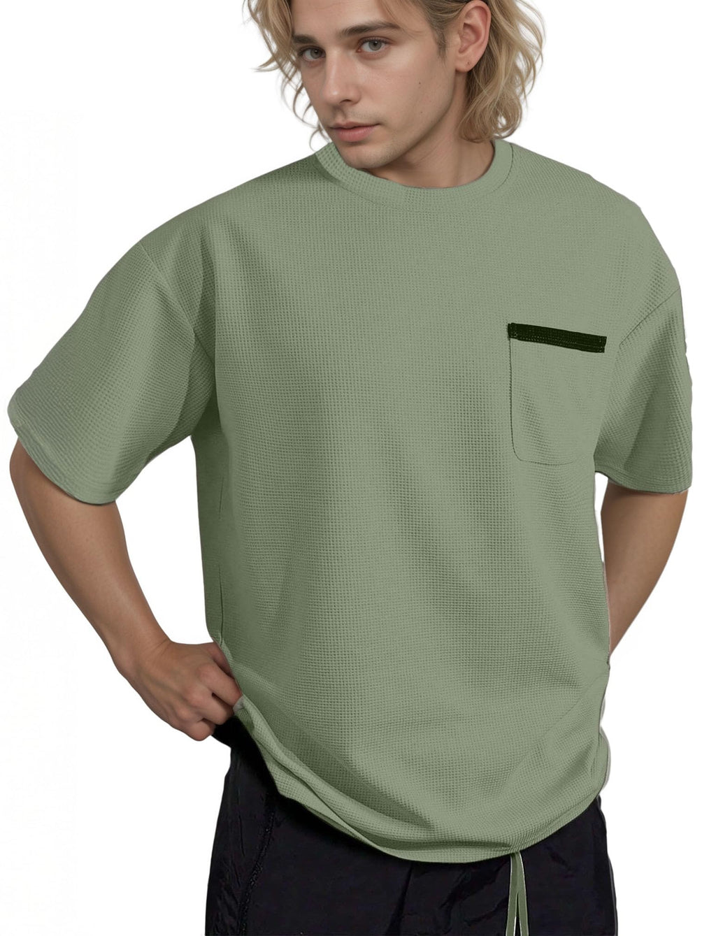 Indoprimo MenS Polyester T Shirt With Pocket Half Sleeves Round Neck Line Solid Pattern Loose Fit Classic Style And Standard Le