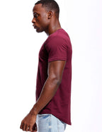 Deep V Neck T Shirt for Men Low Cut Vneck Invisible Tee Vee Top Burgundy Red L