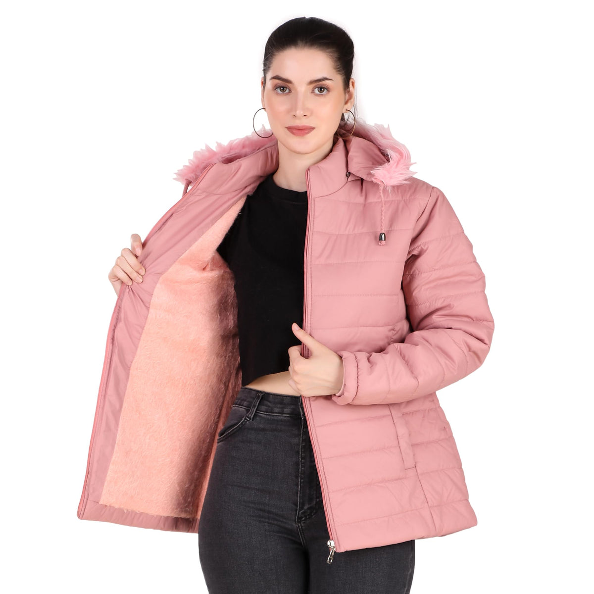 Karori Full Sleeve Solid Women Puffer Standard Length Jacket (Xxl, Onion) 2