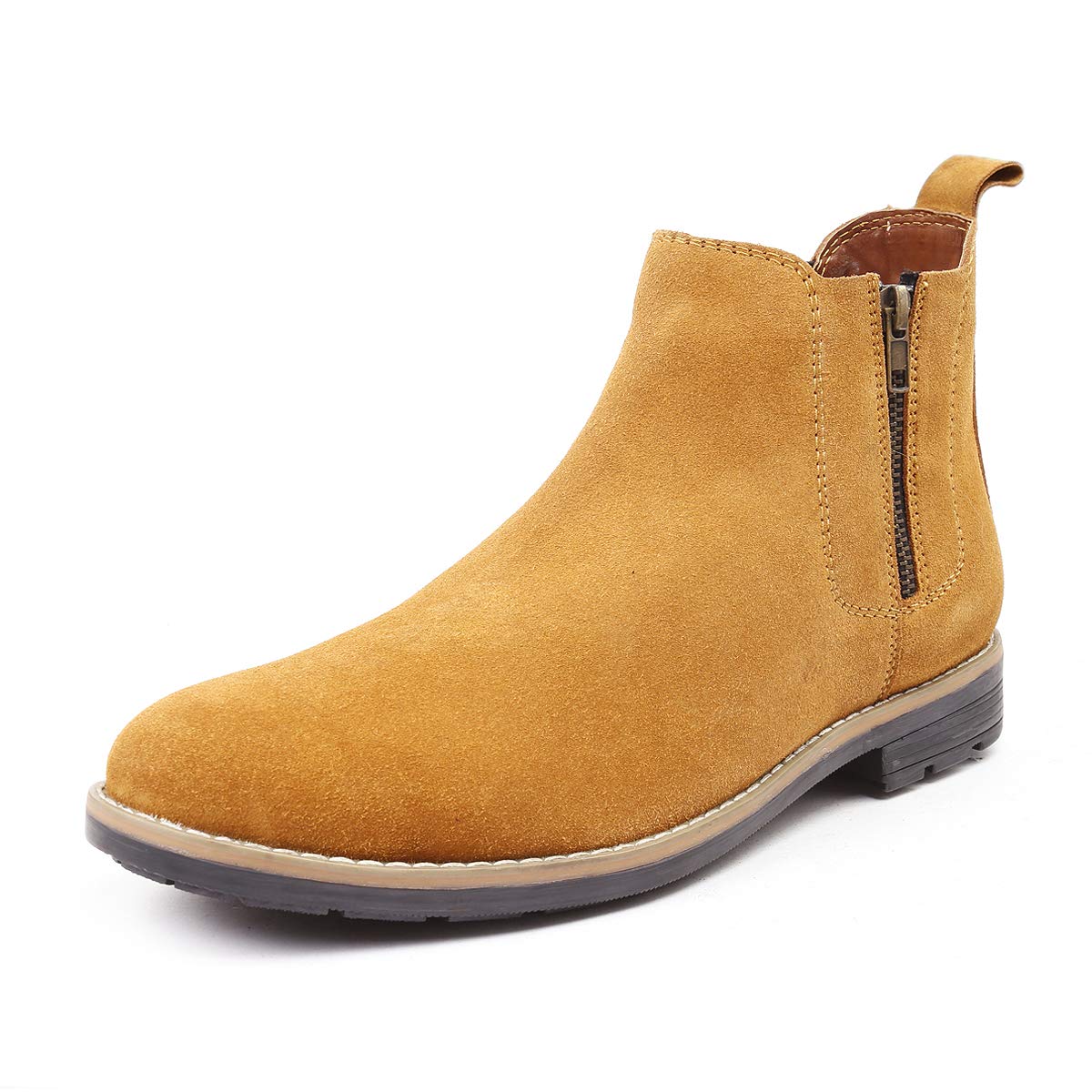 Bacca Bucci Genuine Smooth Leather Suede Original Chelsea High Top Urban Fashion Brewster Slip On Boots For Men (Tan, 7 UK) 7