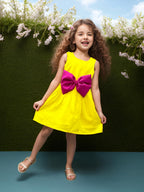 A.T.U.N. (ALL THINGS UBER NICE) Yellow Floral Printed Pam Bow Dress for Girls