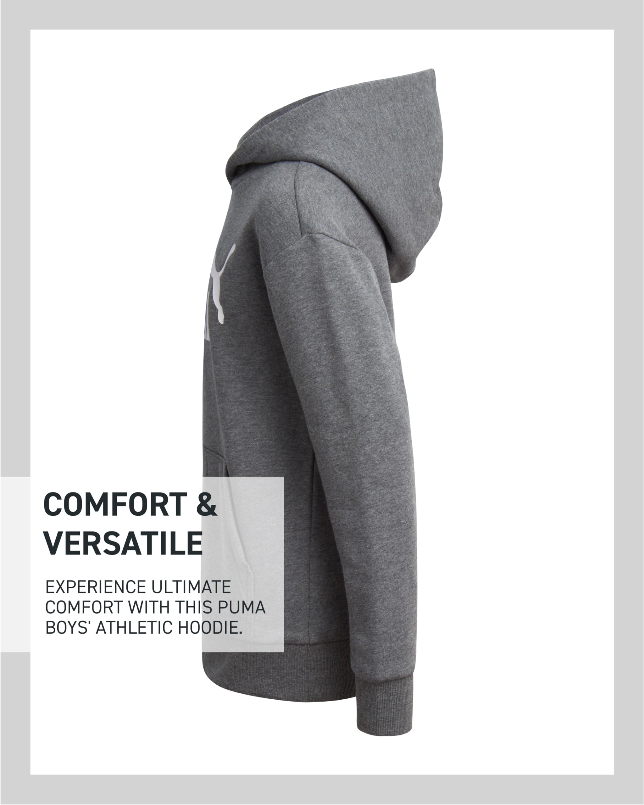 PUMA Boys' Athletic Hoodie - Fleece Pullover Hoodie Sweatshirt with Kangaroo Pockets - Fashion Hoodies for Boys (Sizes: 8-20), S