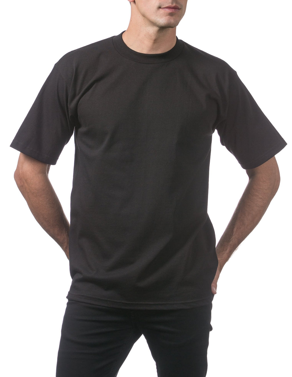 Pro Club Men's Heavyweight Cotton Short Sleeve Crew Neck T-Shirt, Black, 2X-Large