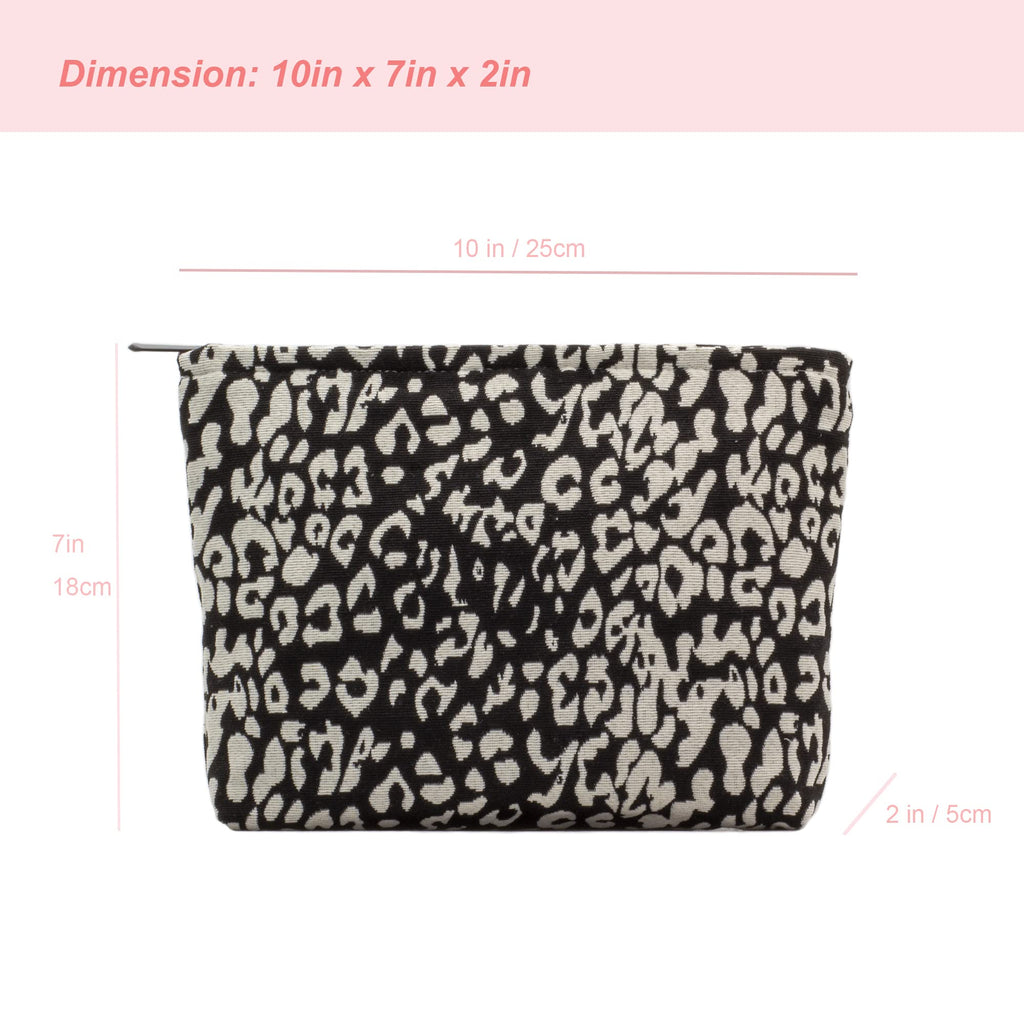 PAZIMIIK Makeup Bags for Purse Zipper Cosmetic Pouch Large Travel Canvas Make Up Organizer Tool Pouch for Women and Girls,Leopar