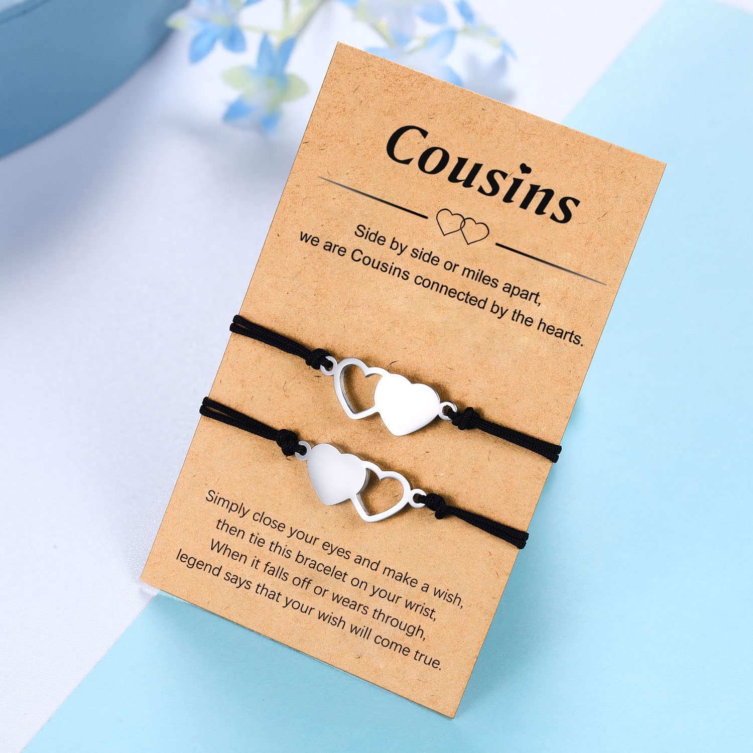 UNGENT THEM Cousin Gifts for Women Christmas Birthday Gifts Matching Heart Cousins Bracelets for 2