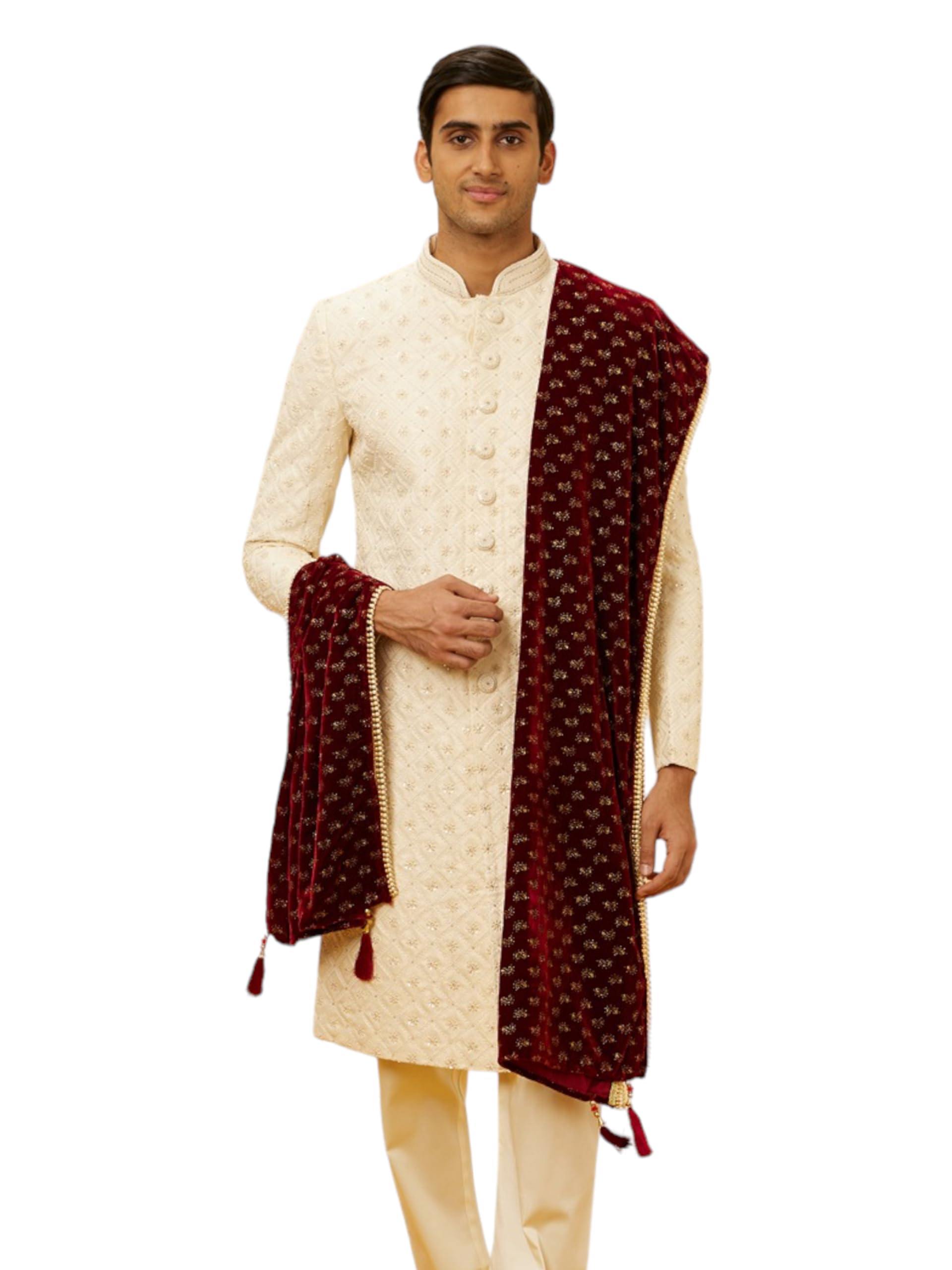 Manyavar Smart Maroon Dupatta