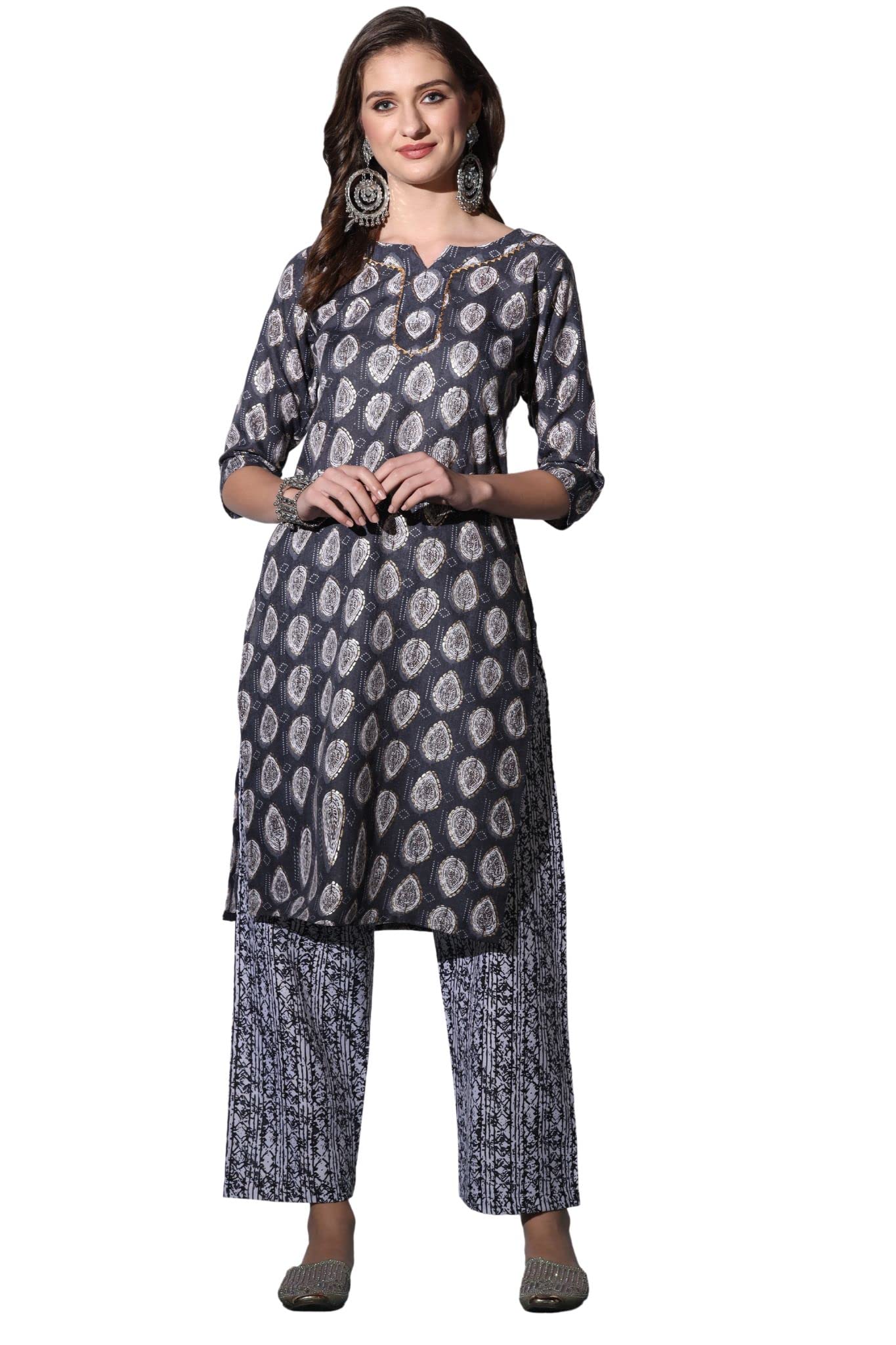 Dhruvi Trendz Womens Cotton Blend Women Casual Kurti Regular Fit Regular (Dt-K2695_Black_3Xl)