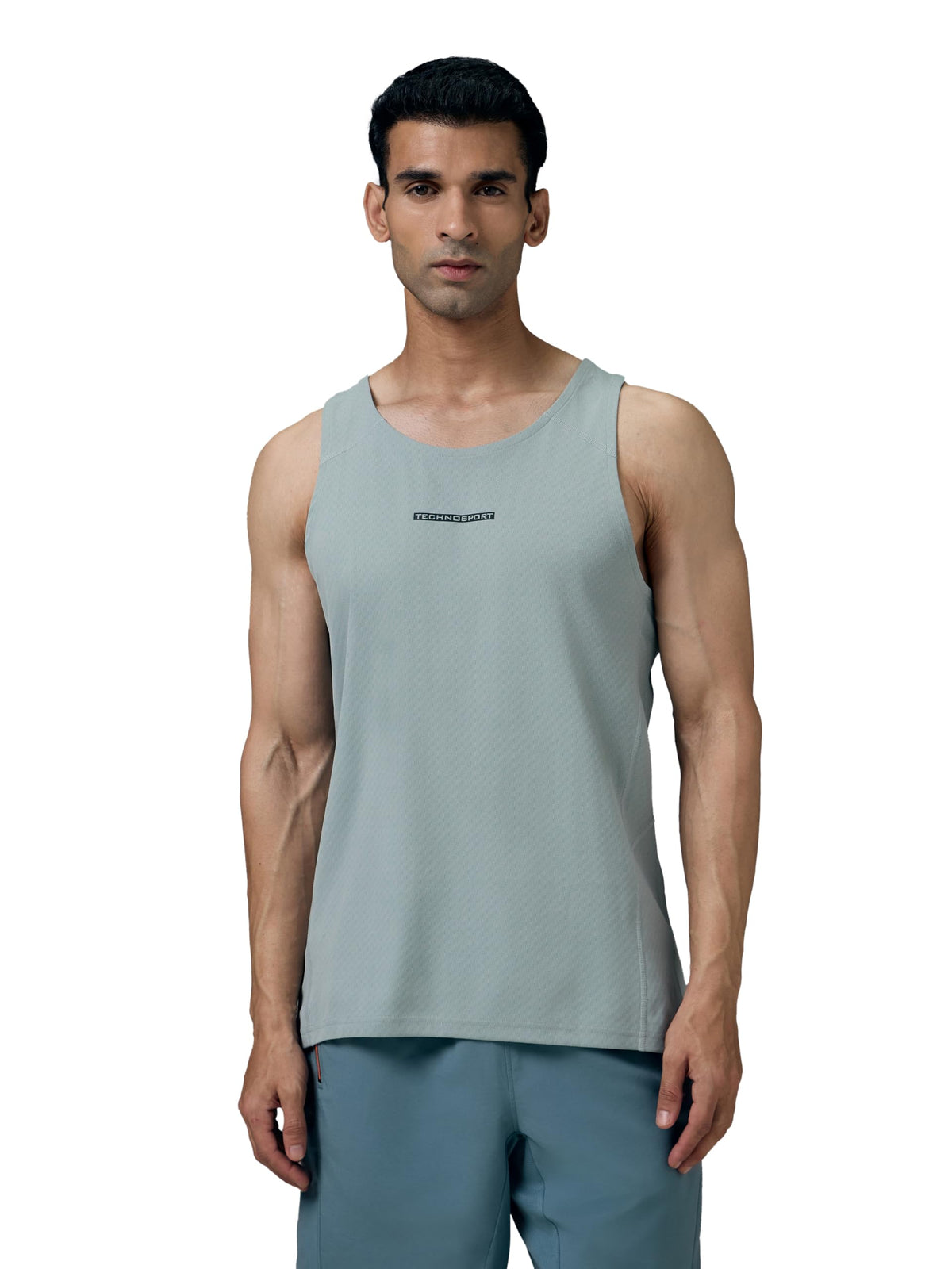 Technosport MenS Slim Fit Textured Scoop Neck Gym Vest For Running, Gym & Sports  (Mvp905Ugy_Ultimate Grey_2Xl) 2