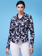 OOMPH! Shirts for Women, Floral Printed, Blue