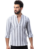 Jompers Mens Woven Design Cotton Short Kurta