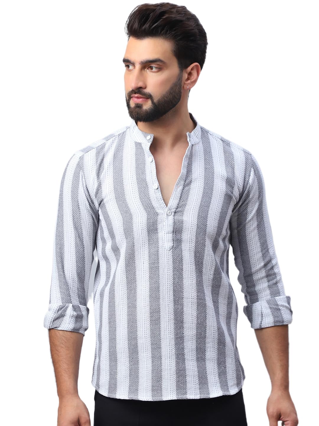 Jompers Mens Woven Design Cotton Short Kurta