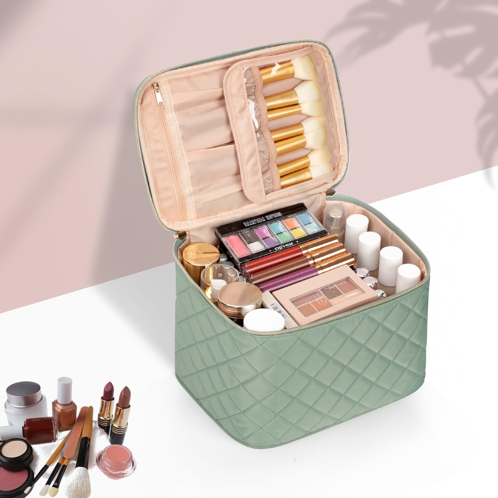 OCHEAL Makeup Bag,Large Travel Makeup Bag Organizer Cosmetic Bags for Women Washable Make Up Bag Makeup Organizer Case with Divi