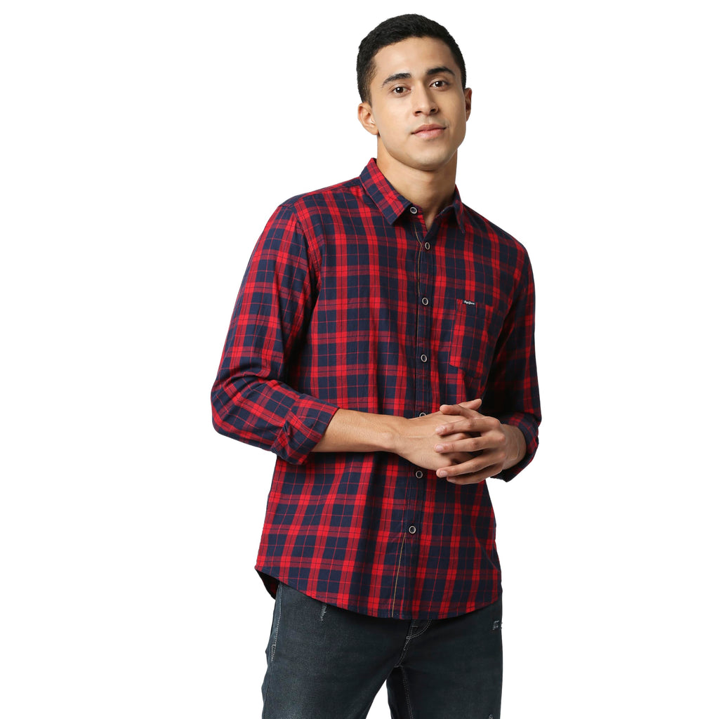 Pepe Jeans MenS Checkered Regular Fit Shirt (Pm307884_Navy 2Xl)