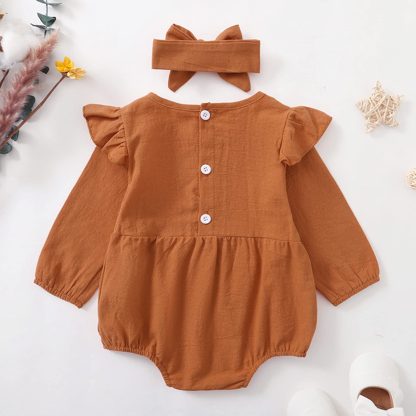 Shalofer Baby Girl Thanksgiving Outfit Pumpkin Thanksgiving Clothes 1st Birthday Bodysuit(Orange Pumpkin)