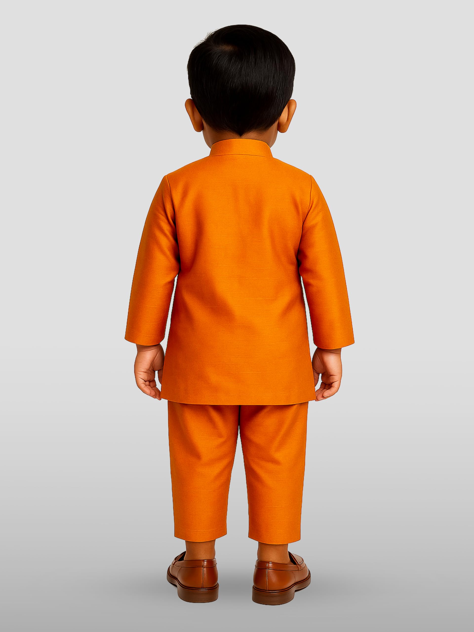 Jbn Creation Boys Saffron Silk Blend Kurta And Pyjama Set