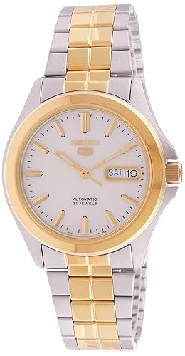 Seiko Mens SNKK94 Two Tone Stainless Steel Analog with White Dial Watch