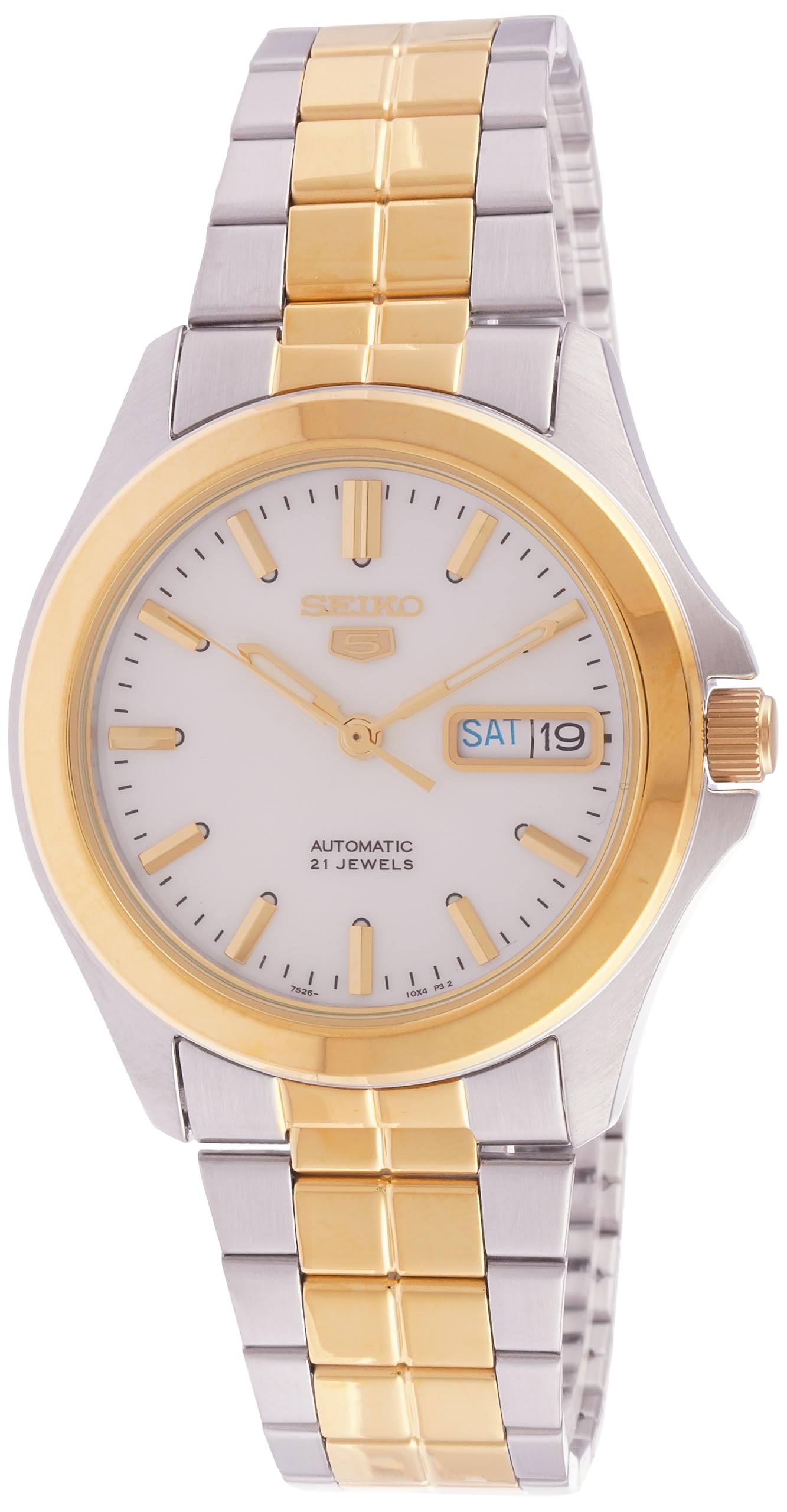 Seiko Mens SNKK94 Two Tone Stainless Steel Analog with White Dial Watch
