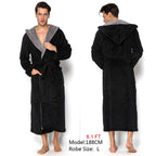 KEMUSI Hooded Herringbone Men's Black Soft Spa Full Lenght Bathrobe With Grey Kimono Shawl Collar(S)