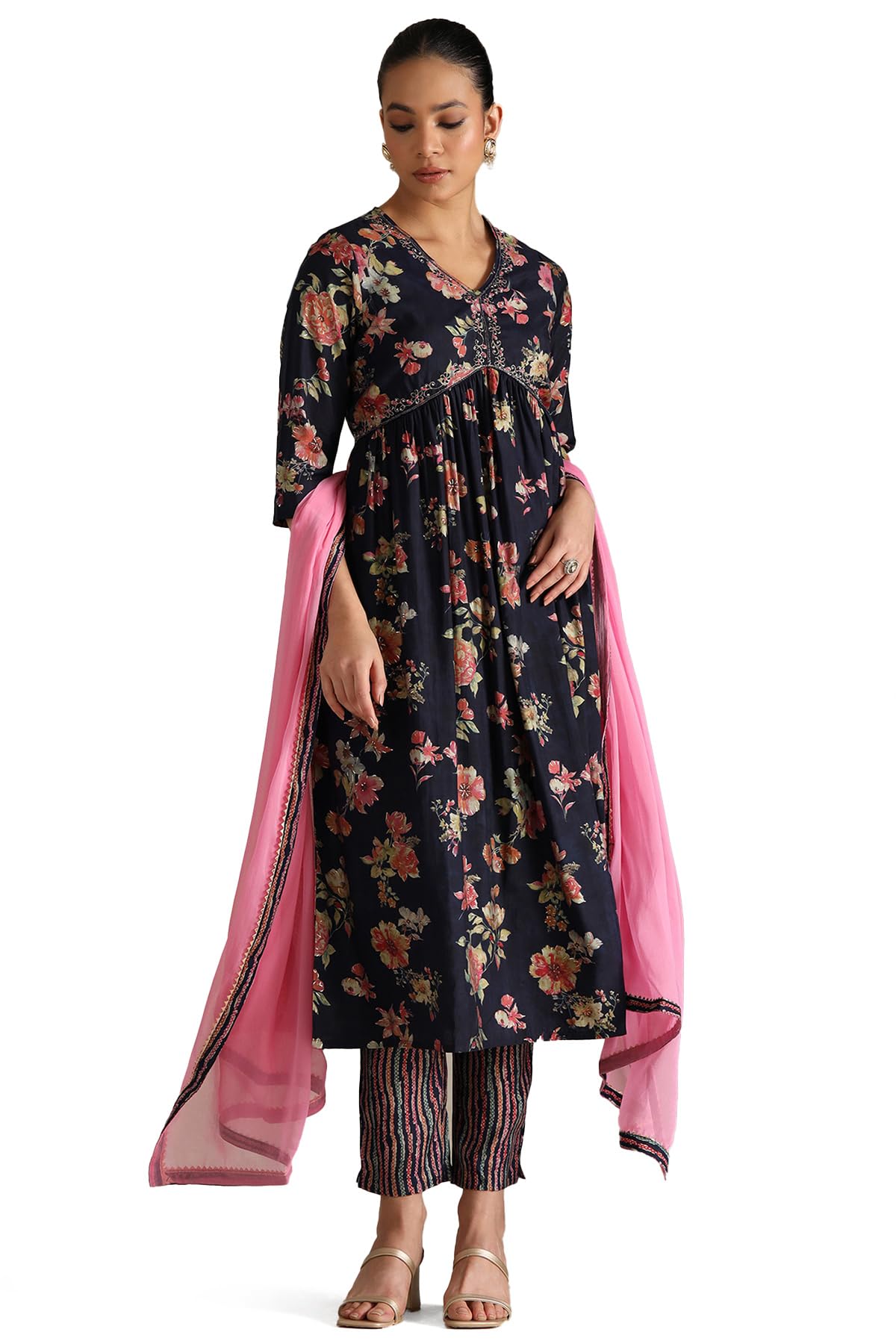 Soch Women Viscose Blend Floral Print Suit Set with Beads