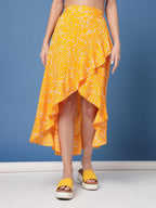 OOMPH! Long Skirts for Women Yellow - msk055
