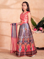 Aarika Girls Ethnic Wear Gajri Colour Floral Print/Embellished Lehenga Choli Set With Dupatta-(6 Months-13 Years)-(LCH-HT-2123-G