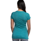 Bamboo Scoop Tee - Tropical Teal Heather by Cariloha for Women - 1 Pc T-Shirt (M)