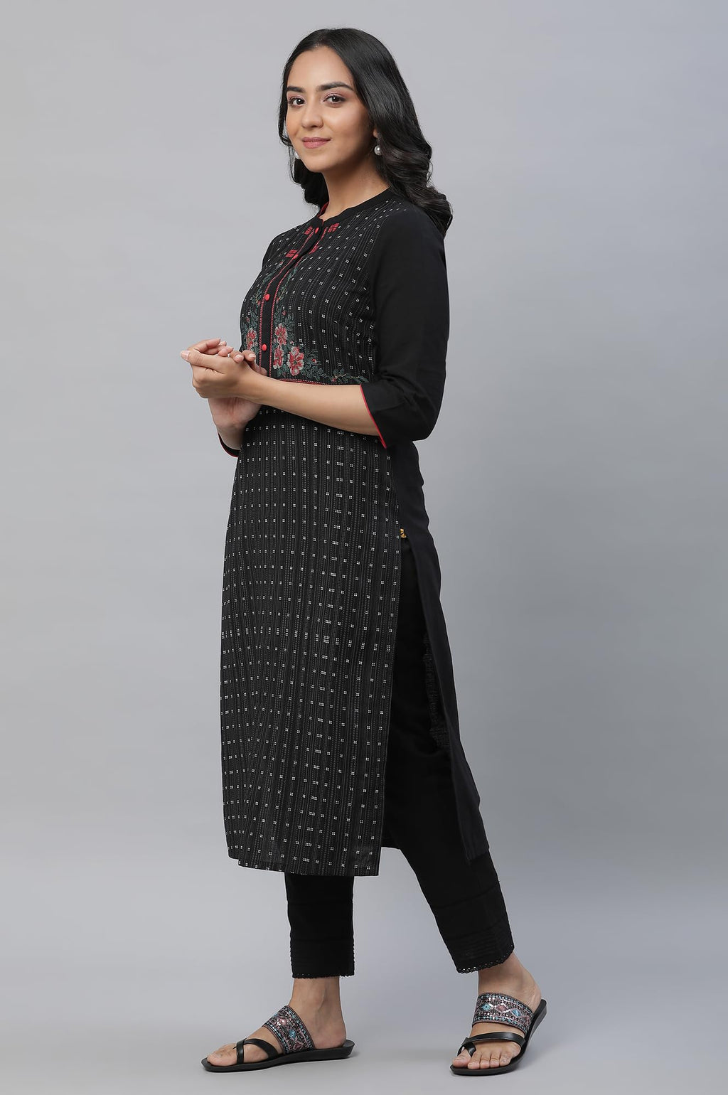 Aurelia Geometric Printed Printed Cotton Straight Long Kurta for Women