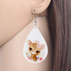 NEWEI Acrylic Cute Basket Giraffe earrings Drop Dangle Fashion Animal Jewelry For Women Gift Charms (Black)