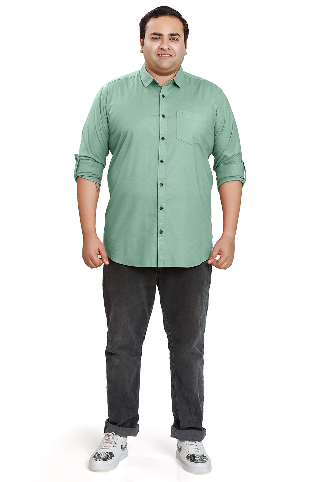 BE ACTIVE Mens Casual 100% Cotton Solid Plus Size Shirt || Plus Size Shirts for Men || Casual Plus Size Shirt || Casual Wear Sh