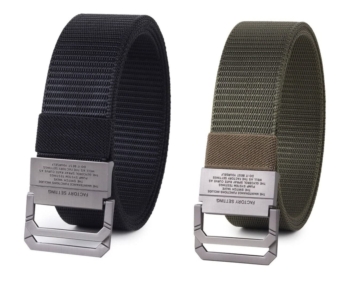 Zacharias MenS Canvas Nylon Army Belt (Pack Of 2) (Dd02Black & Green_30) 30