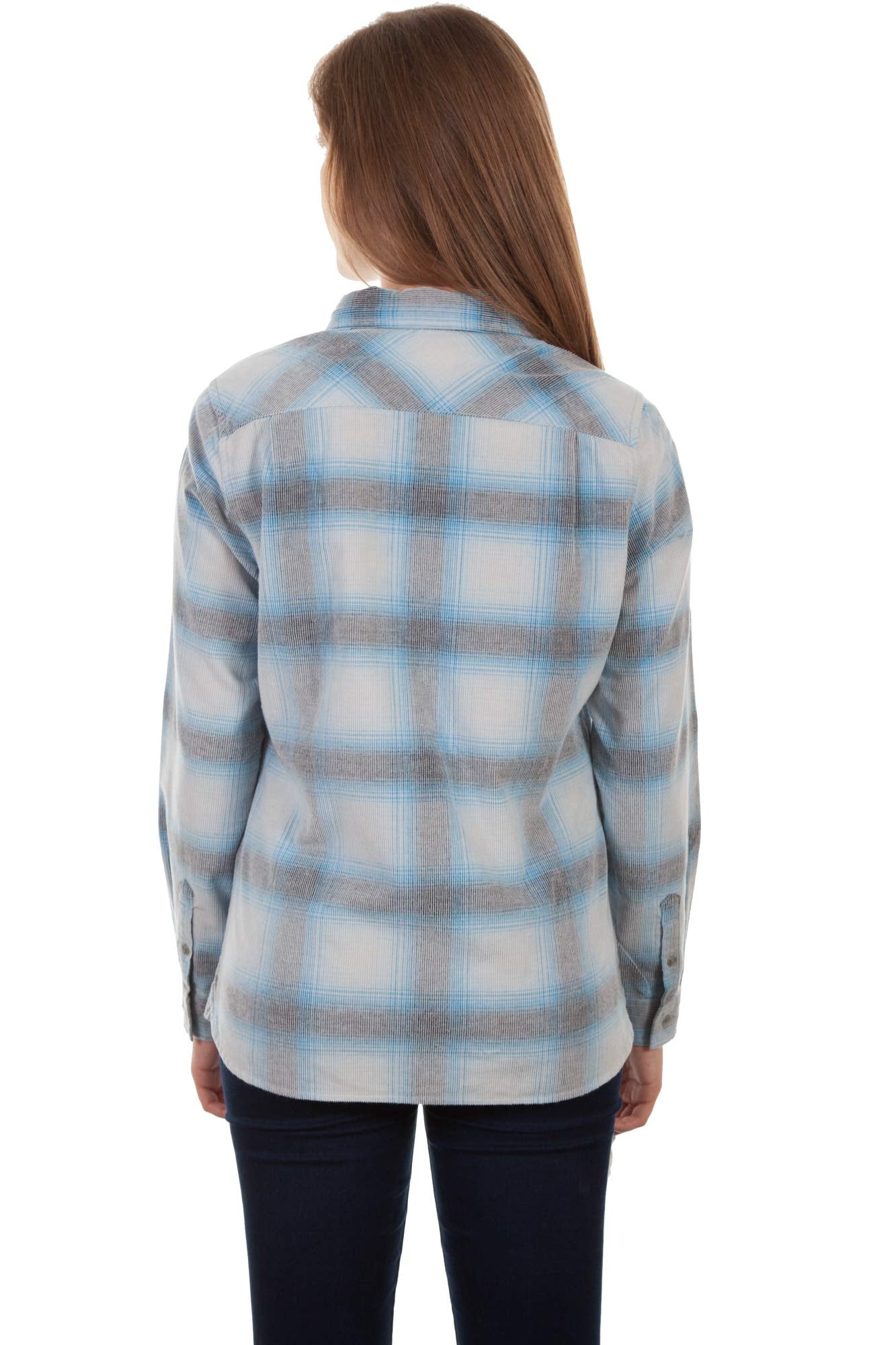 LADIES CORDUROY PLAID BLOUSE
