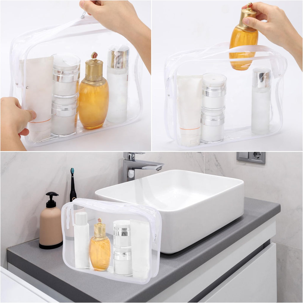 Tbestmax 10 Pack Clear Cosmetic Bags Makeup Bags Portable Waterproof TSA Approved Travel Toiletry Bags Large Organizer