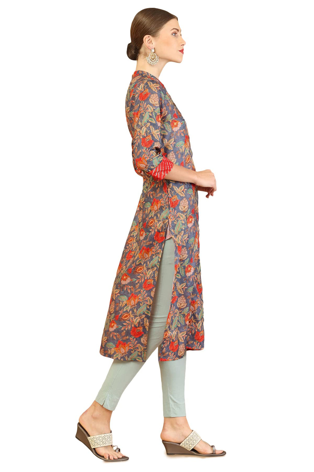 Soch Blue Rayon Printed Kurta