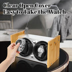 Watch Winder for 2 Automatic Watches - Bamboo Watches Winder Box with Quiet Motor 4 Rotation Mode Setting by Watch Winder Smith