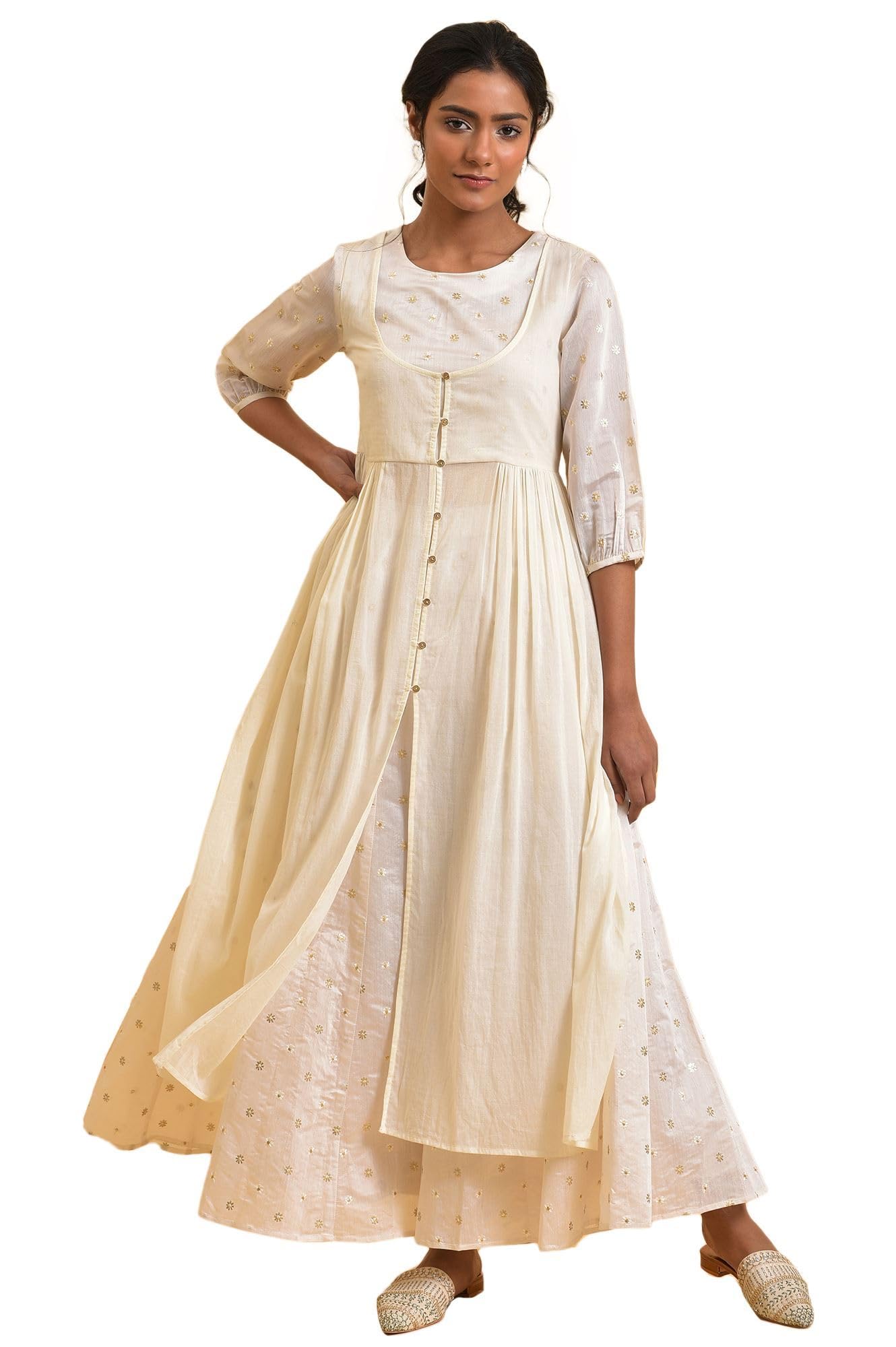 W For Woman Women'S Polyester Kurta & Culotte (23Fews19702-122230_Ecru