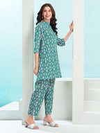 Selvia Co-ords Set for Women | Cotton Blend Top & Trouser Co-ords Set | Formal Co-ords Set for Women | Printed Two Piece Co-ord
