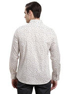 Turtle Men Grey Printed Full Sleeve Slim Fit 100% Cotton Formal Shirt
