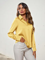 Indoprimo WomenS Solid Satin Casual Shirt | Stylish Western Long Sleeve Shirt For Women