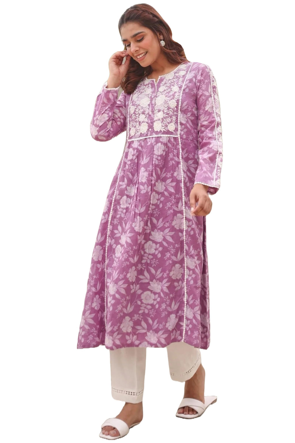 ANNI DESIGNER Women s Kurta, purple, Medium