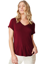 Fabricorn Combo Of Plain Maroon V-Neck And Mustard Yellow Round Neck Up And Down Cotton Tshirt For Women (Maroon And Mustard Yel