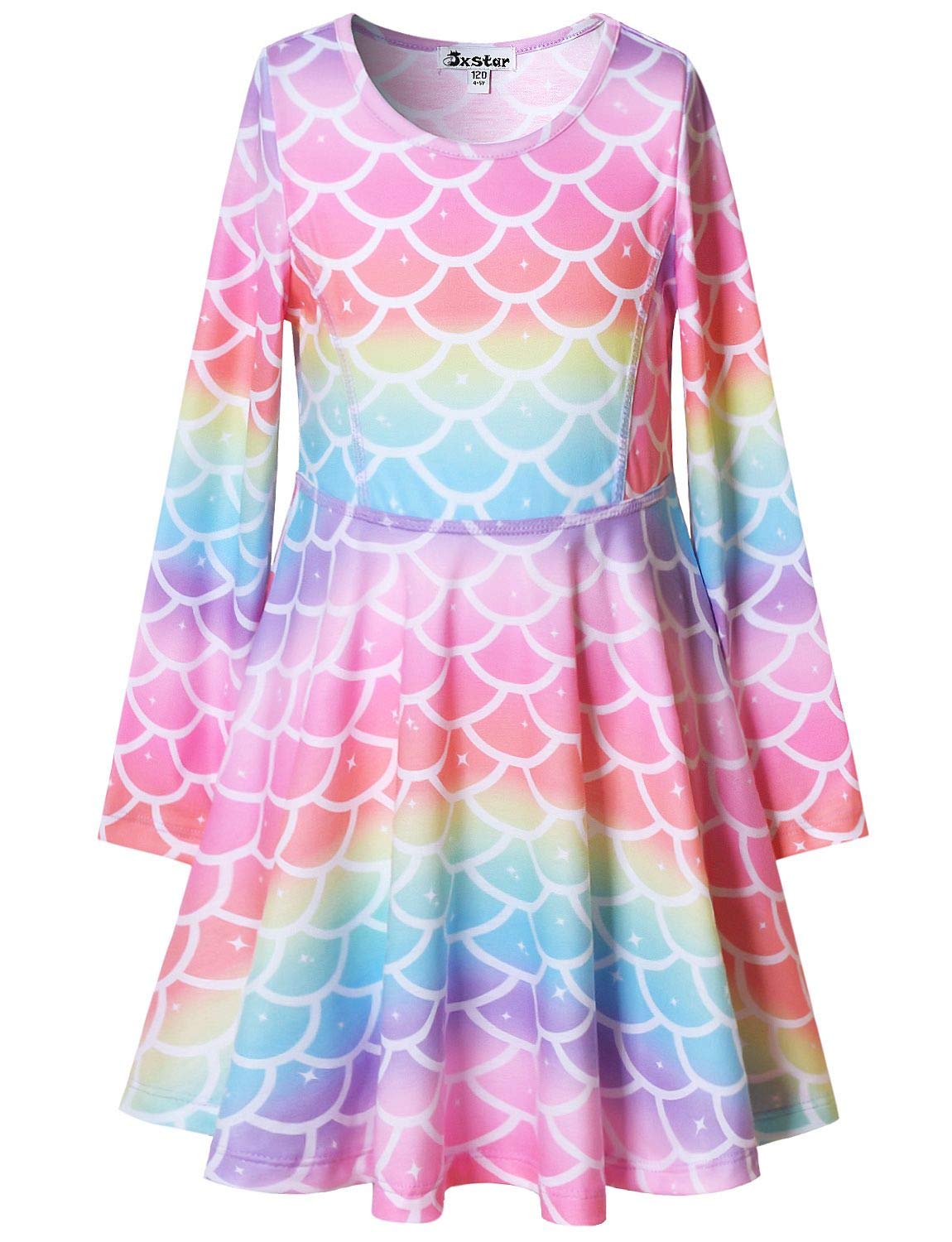 Mermaid Dresses Girls Long Sleeve Swing Winter Outfit Halloween Costume 10 11