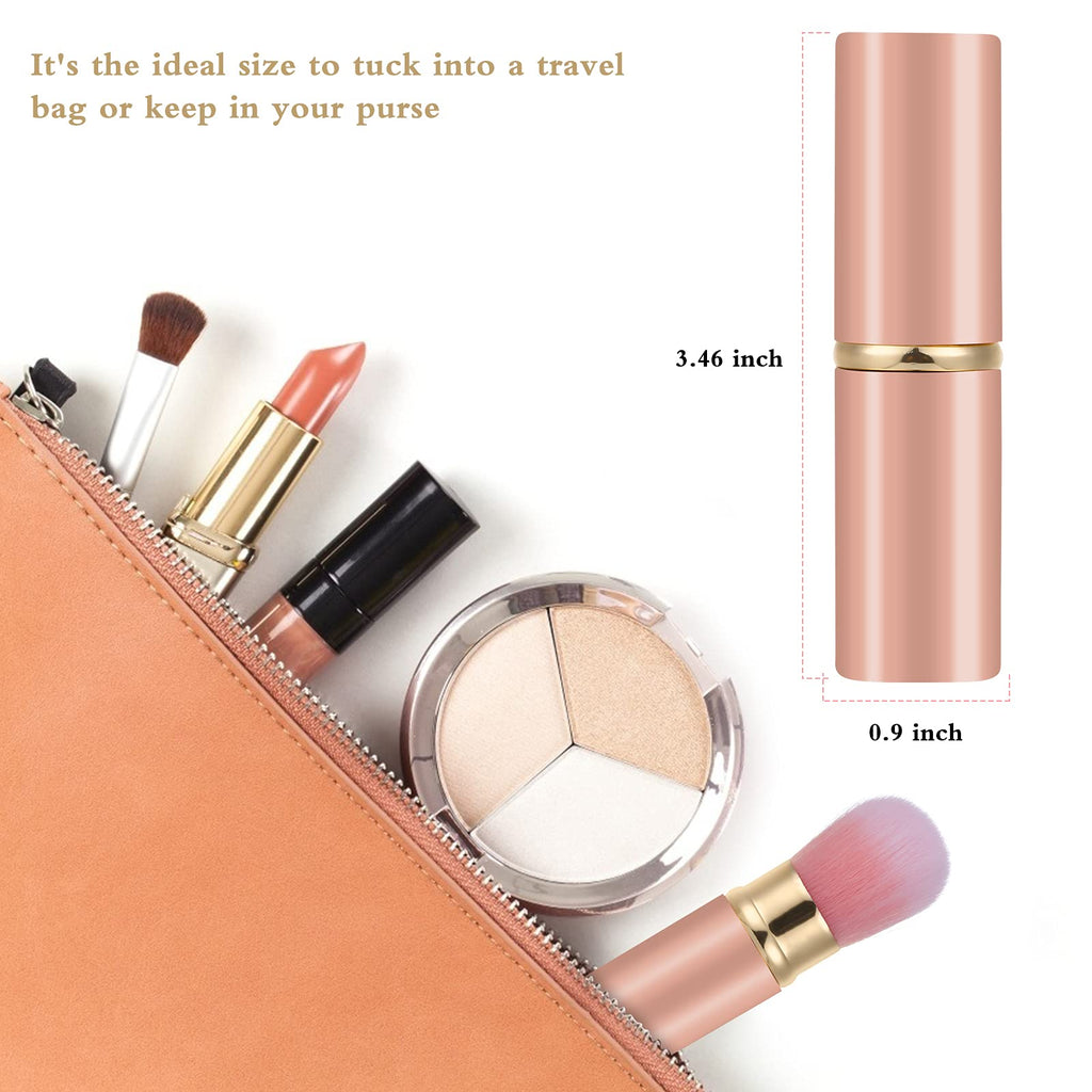 Falliny Retractable Kabuki Makeup Brush, Travel Face Blush Brush, Portable Powder Brush with cover for Blush, Bronzer, Buffing,
